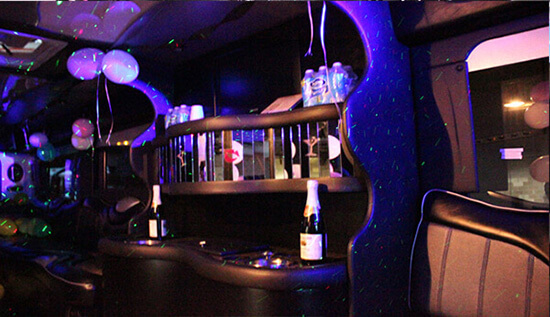 Party bus with wet bars