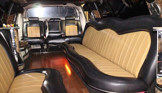Escalade limo interior with leather seats
