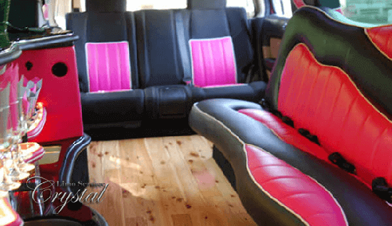 Pink Hummer limousine with leather seats