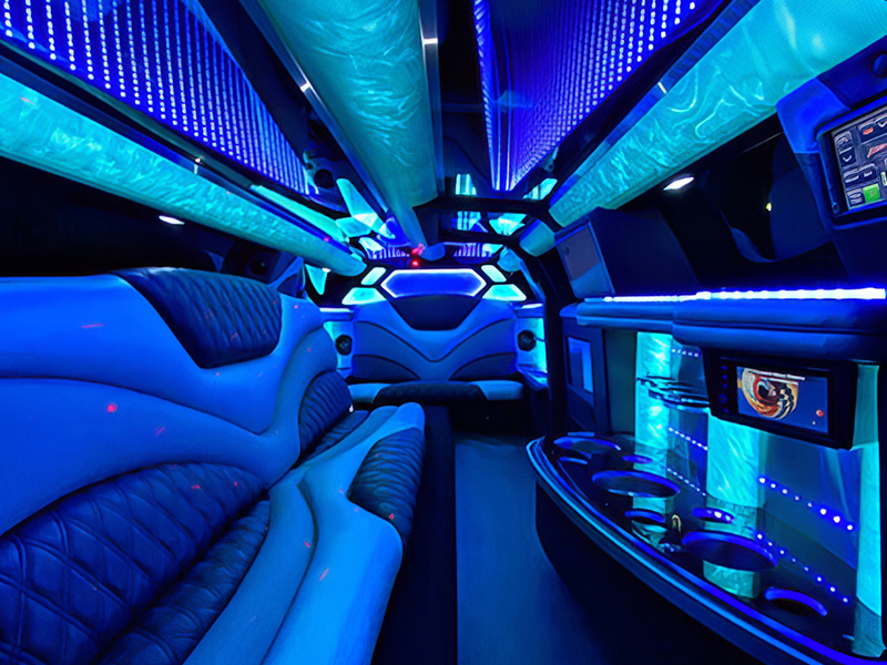 Built-in bar in a limo