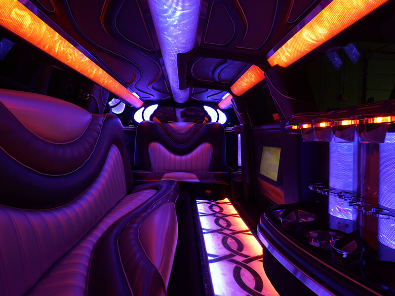 Inside a luxury limo