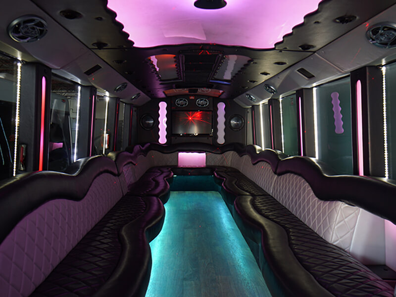 Party light system on a party bus